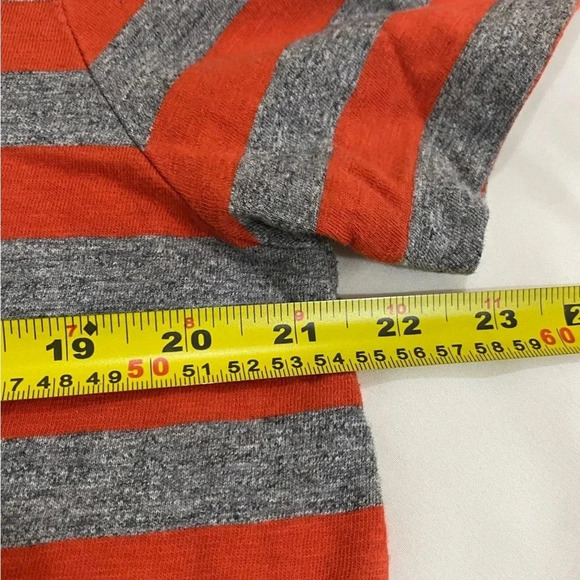 J Crew men orange-gray  striped crewneck Halloween Casual pumpkin tee shirt L - Picture 6 of 8